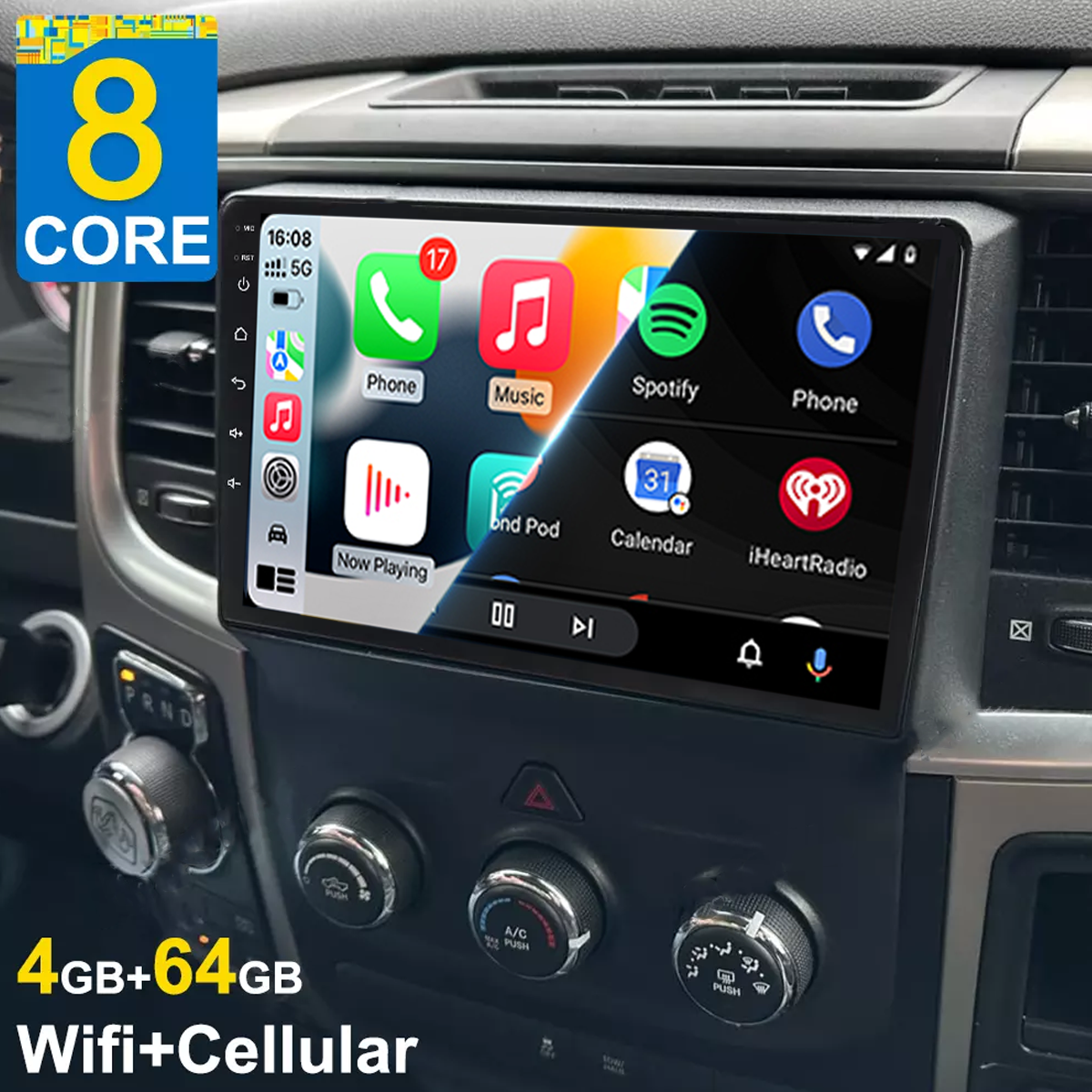 9" Car Radio For Dodge Ram 2013-2018 - Wireless CarPlay & Android Auto Upgrade