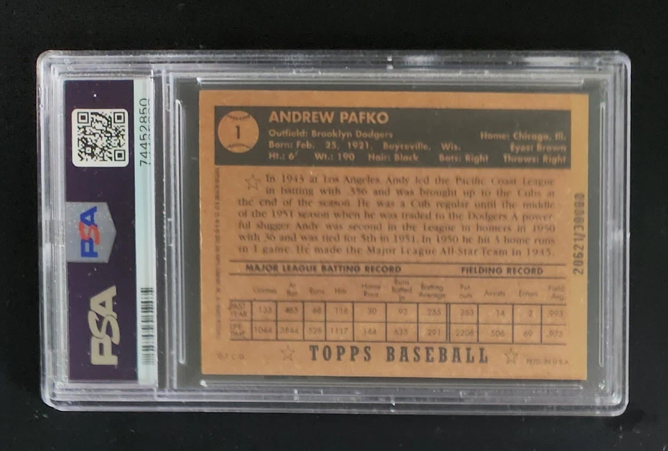 2001 年 Topps Cubs Wrigley 1952 年宣传 Andy Pafko 签名 PSA/DNA 正品签名卡 — 第 2/2 张图片