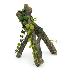 Reptile Corner Branch with Green Leaves Terrarium Desert Habitat Decoration f...