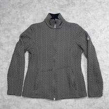 Spyder Major Cable Core Sweater Women's M Gray Fleece Lined Full Zip Knit Jacket