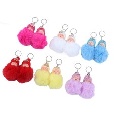 12 Pcs Sleeping Baby Pendant Key Ring Plush Fluffy Cute Emulational Doll For