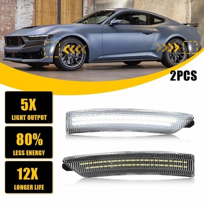 Clear White LED Front/Rear Bumper Side Marker Light For Ford Mustang 2024-25 EJ