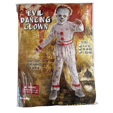 Evil Dancing Clown Kids Costume Palamon Pennywise Mask Halloween Size Med 8-10