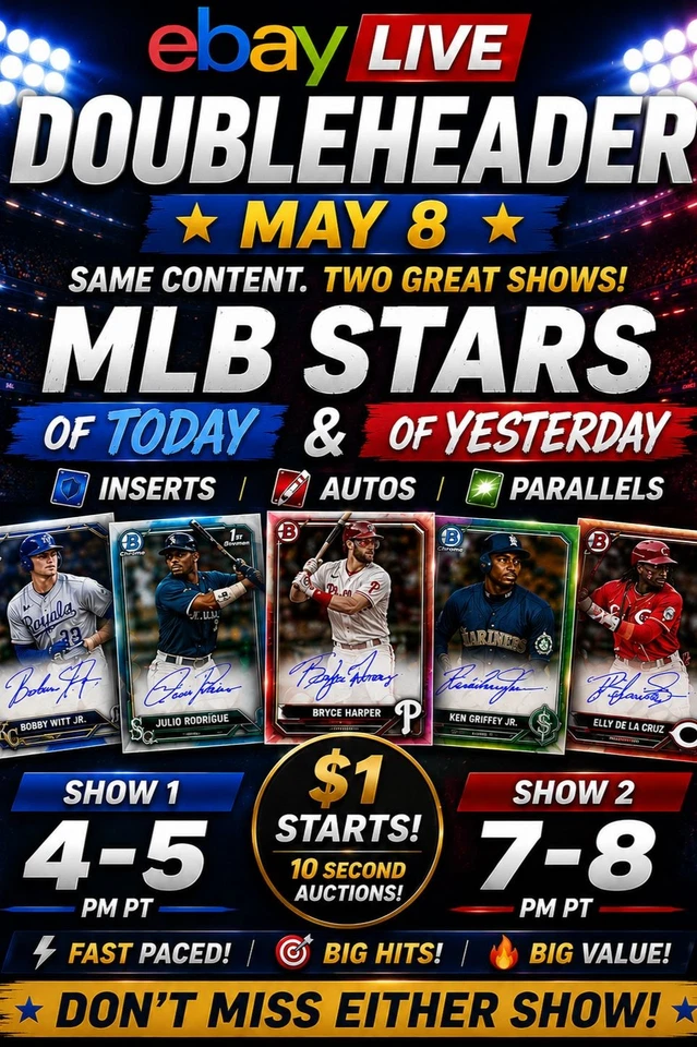 MLB Autos, Color, Inserts. $1 starts.