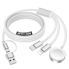 4ft Multi Charging Cable for Apple Watch iPhone Samsung Type C Lightning Travel