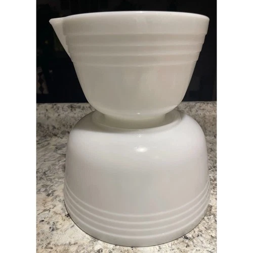 VTG Pyrex White Glass Mixing Bowl(s) For Hamilton Beach Mixer Racine Wisconsin