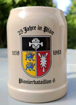 Bierkrug Pionierbataillon 6 Plön – Jubiläum 25 Jahre 1958-1983 Bundeswehr Humpen - Bild 1 von 4