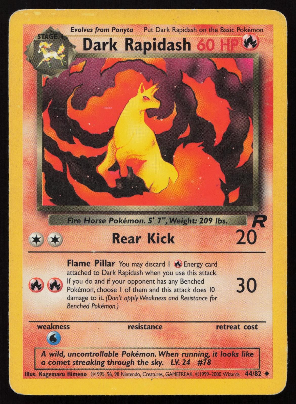 Dark Rapidash 44/82 Uncommon Team Rocket Pokemon English HP