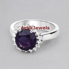 Natural Amethyst  Tanzanite Gemstone with 925 Sterling Silver Women's Ring 3386