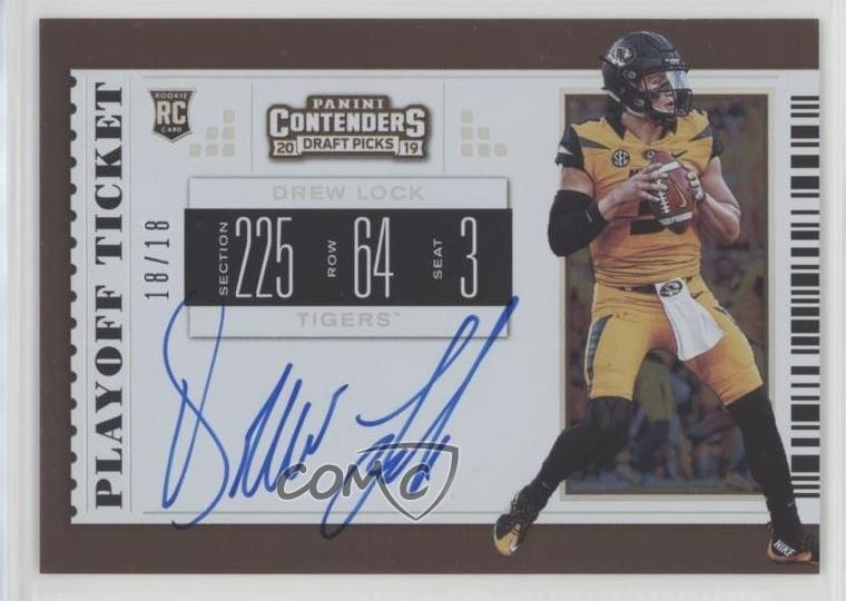 2019 Contenders Draft Picks Playoff Ticket 18/18 Drew Lock Rookie Auto RC 7i6