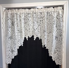 Sheer Floral Lace Cream Curtain Swag 72"W x 39"L Elegant Window Treatment