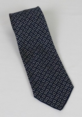 NWOT Bvlgari 7 Fold Blue w/Geometric Diamond Pattern 100% Silk Tie  3.75 x 58