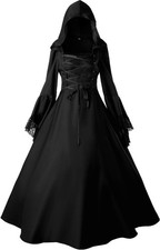 Jeufoin Women's Gothic Victorian Witch Vampire Dress Medieval Renaissance Hallow