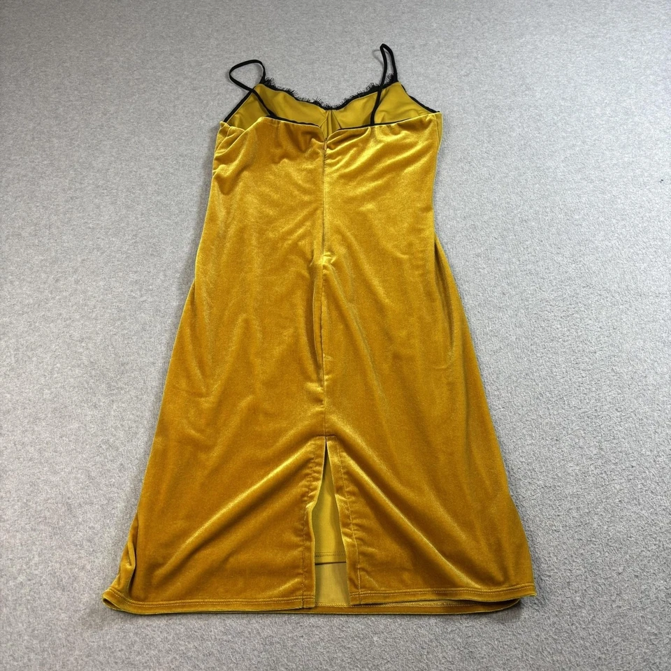 Vestido sin Mangas Cynthia Steffe Para Mujer 6 Terciopelo Dorado Encaje Midi Boho Y2K Retro Glam Años 90 Foto 2 de 4