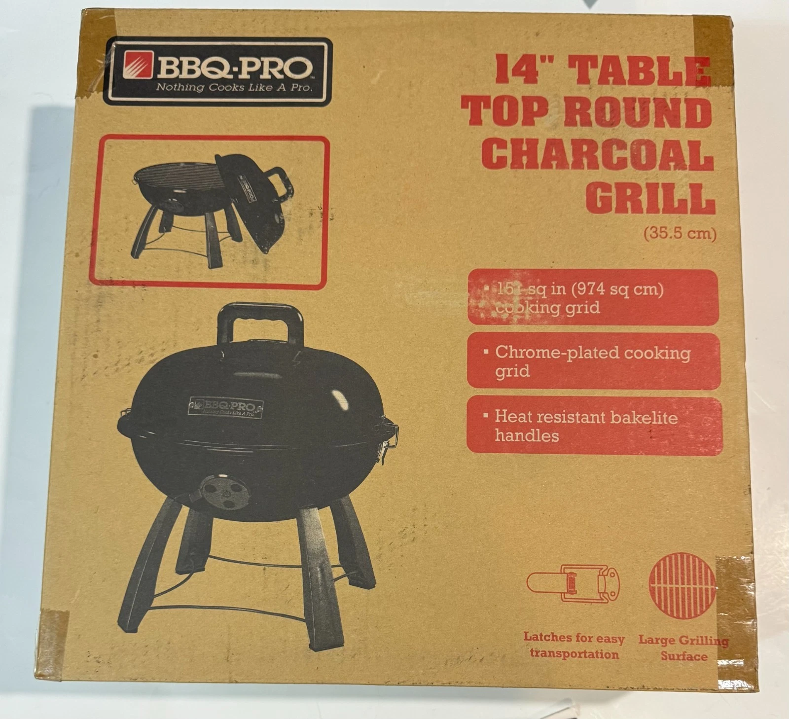 BBQ-Pro 14" Table Top Round Charcoal Grill NOS New in Box
