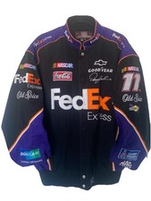 *RARE* Vintage JH Design FedEx NASCAR Racing Jacket Size L Denny Hamlin