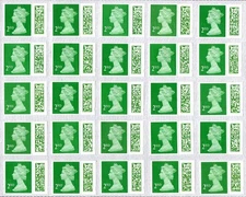 100 BARCODED 2nd CLASS, USED UNFRANKED LARGE PART OG.