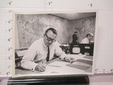 CBS TV show photo 1960s Walter CRONKITE news desk monitor WRITING