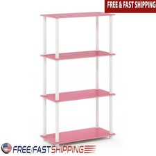 4-Tier Multipurpose Shelf Display Rack Tool-Free Assembly Open Storage Unit New