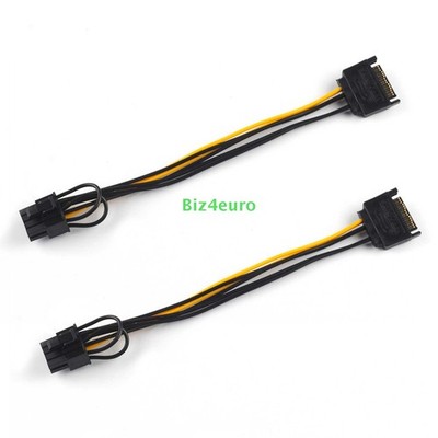 2X 8'' 15-pin SATA Stecker auf 8-pin (6+2) PCI-E PCI Express Power Adapter Kabel