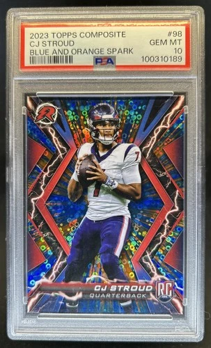 2023 Topps Composite CJ Stroud Resurgence Blue and Orange Spark RC #98 PSA 10