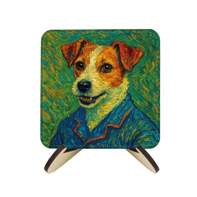 4er Set Van Gogh Hunde Portraits Kunstleder Untersetzer & Holzständer Geschenk