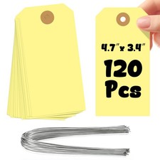 120PCS Manila Shipping Tags with Wire Attached, 4 3/4 x 2 3/8 Inch