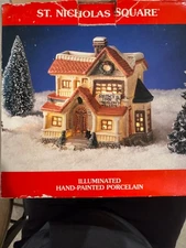 ST. NICHOLAS SQUARE SNOWY INN PORCELAIN COLLECTIBLE