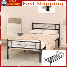 190cm Single Bed Frame Mattress Foundation Metal Iron Bed with Under-bed Storage