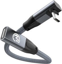 90 Degree USB C Extension Cable 1ft, 100W Short USBC 1FT, GRAY Up Down 