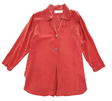 Victoria's Secret Sleep Shirt / Pajama Top Vintage 100 Silk Red Oversized M