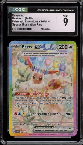 Pokemon Eevee ex Prismatic Evolutions Special Illustration Rare #167 CGC 9 Mint
