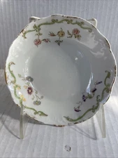 Syracuse China Vitreous O.P.Co 5” Berry Dessert Bowl Green Scroll Floral 