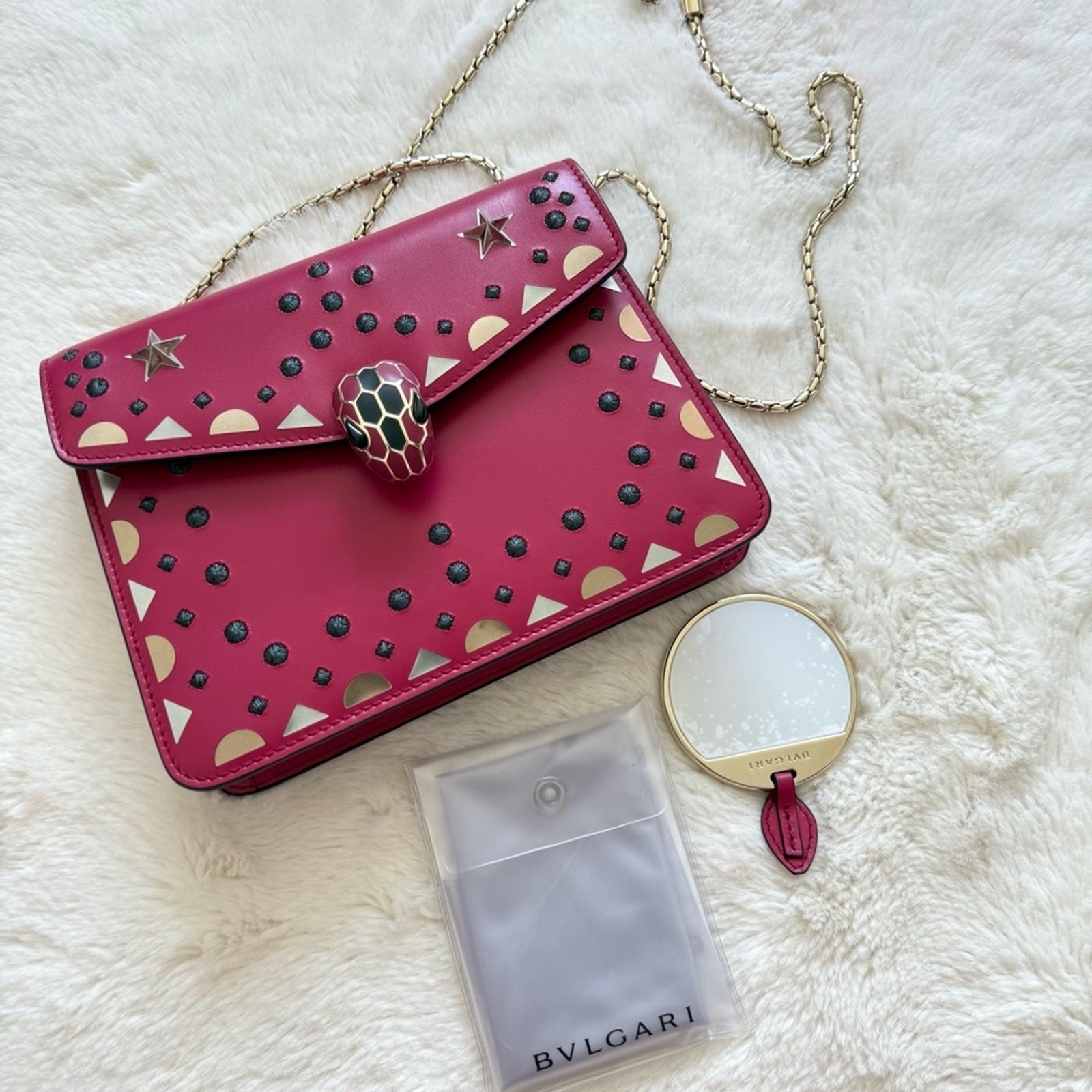 NWT!! BVLGARI  Serpenti Forever Star Studs Shoulder Bag Authentic Retail 2900$ image 6