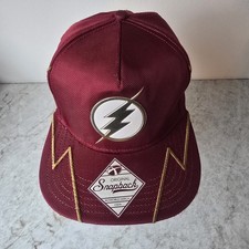 Bioworld The Flash Snapback Hat OSFA Burgundy Gold Streetwear Comic Fan Heros