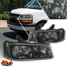 For 03-24 Express/Savana 1500-4500 OE Style Smoked Lens Upper Headlights Lamps