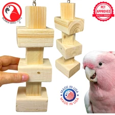 Bonka Bird Toys 1176 Big Bites Natural Wood Tower Chew Blocks Parrot Cage Toy