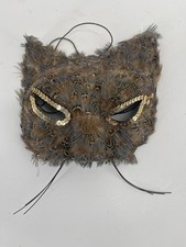 Owl Feather Masquerade Mask Venetian Style Gold Sequin Costume Party Halloween