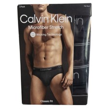 Calvin Klein Mens Size Medium Black Hip Briefs 3 Pack Microfiber Stretch New