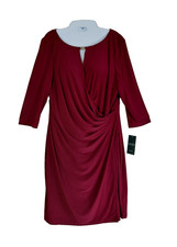 Lauren Ralph Lauren Ruched Dress 16 Burgundy Old Money Event Gala Elegant NEW