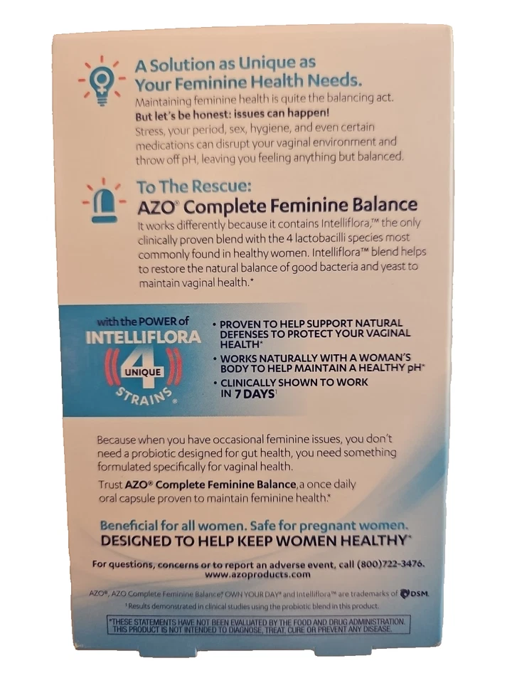 Probiótico diario Azo Complete Femenino Balance 30 cápsulas caducidad 07/2026 Foto 2 de 3