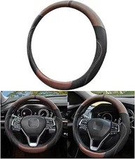 Car Steering Wheel Cover 15 Inchs Microfiber Leather Non-s Color Blackbrown