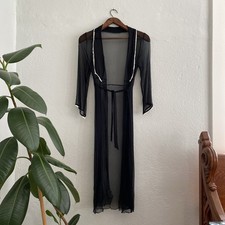 Vintage 30s Sheer Silk Chiffon Robe Art Deco Hollywood Glam Dressing Gown sz S