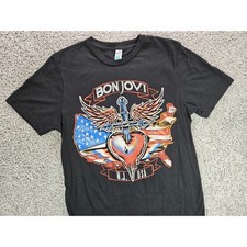 Bon Jovi Graphic T-Shirt Womens Medium Black USA Tour Lane Seven