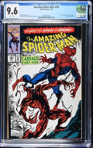AMAZING SPIDER-MAN 361 CGC 9.6 WP V1 MARVEL 1992! 1ST FULL CARNAGE! 300!!!!!!!!!