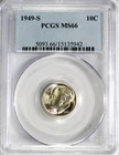 1949-S Roosevelt Dime PCGS MS66 #GA6-42 "90% Silver"