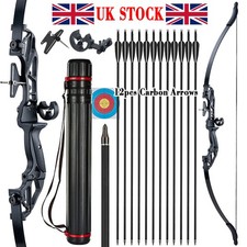 40lbs 53" Takedown Recurve Bow and Carbon Arrows Hunting Set Arrow Quiver Target