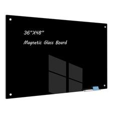 Magnetic Glass Whiteboard 48" x 36" Dry Erase Board Frameless Premium Tempere...