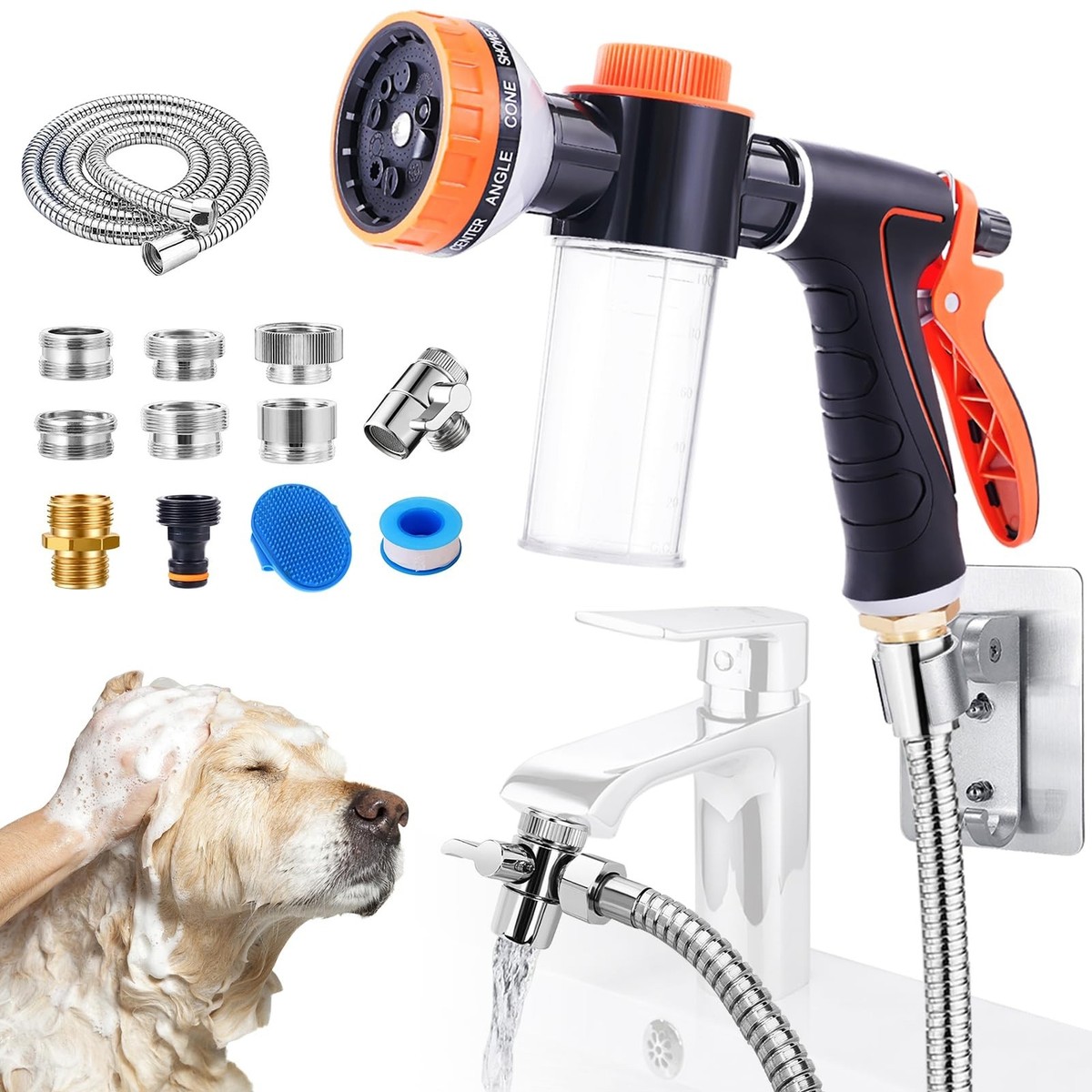 Bathtub Faucet Sprayer Attachment for Tub, Dog Washing Hose Attachment for 
