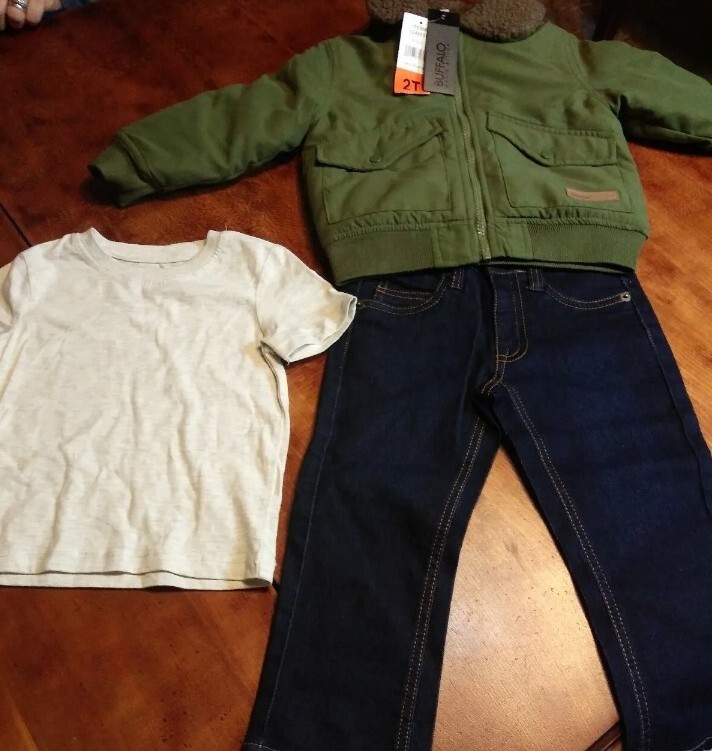 NEW Buffalo David Bitton Bomber Jacket Jeans Set Boys 2T Olive - Main Image